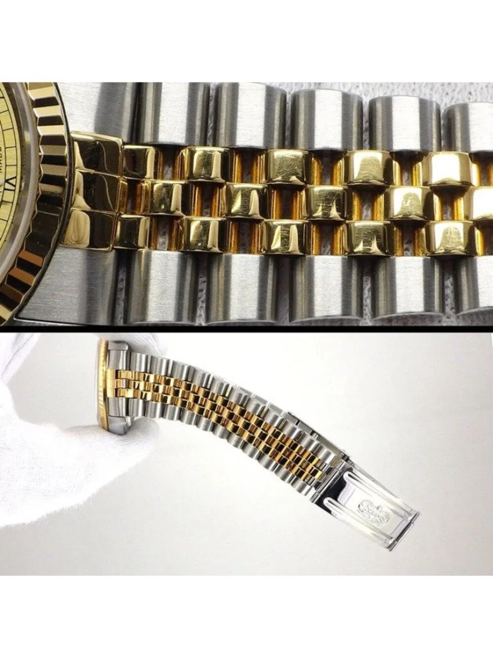 Rolex Watch Datejust Sunray Champagne Gold Color Dial Date 18k Yellow SS